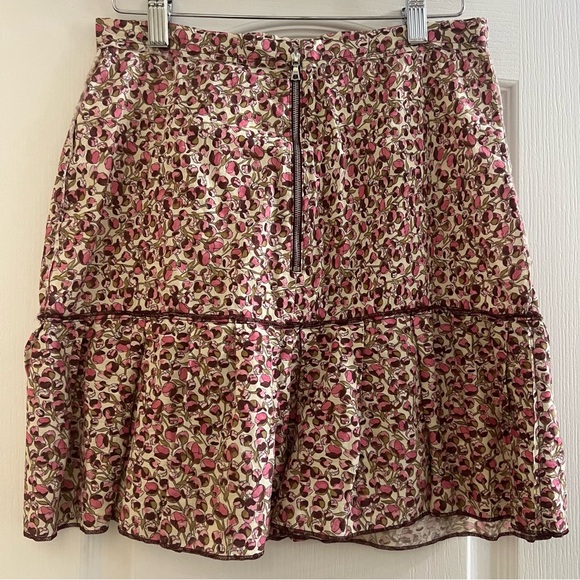 NINA RICCI • Paris• Pink Poppy Floral Linen Skirt 36| 4 Made in France - Picture 5 of 16